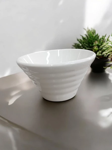 Evmutfak porselen 6 li çerezlik kahvaltılık kase 10 cm mini çerez tabağı krem renk - 3