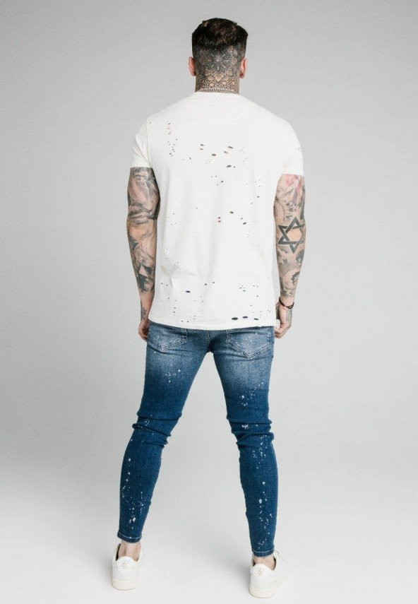 SikSilk Distressed Riot Erkek Kot Pantolon Mavi - 4