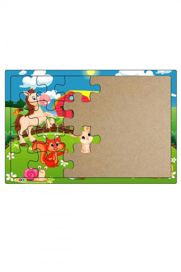 Sevimli Dostlar 3-9 Yaş Çocuklar için 24 Parçalı Ahşap Puzzle Yapboz - 2