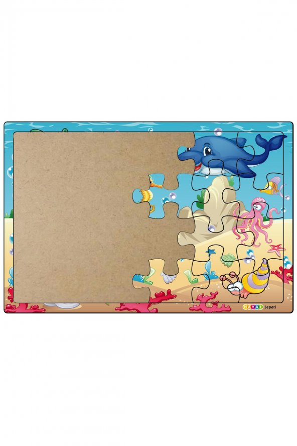 Yunus Balığı ve Arkadaşları 3-9 Yaş Çocuklar için 24 Parçalı Ahşap Puzzle Yapboz - 2