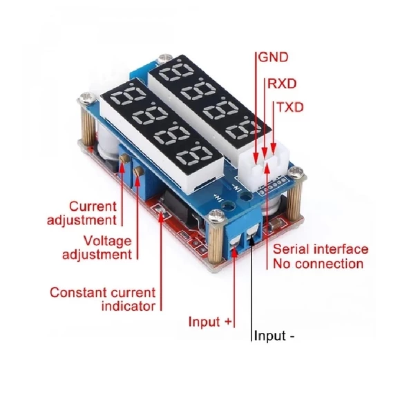 XL4015 Ayarlanabilir Voltaj ve Akım Kontröllü Güç Kaynağı Voltmetre Ampermetre Göstergeli Step-Down - Resim 5