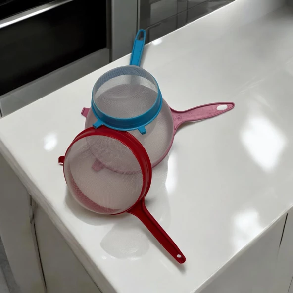 3 lü Plastik Un ve Süt Süzgeci, Katı ve Sıvı Gıdalar İçin Süzgeç Seti - 6