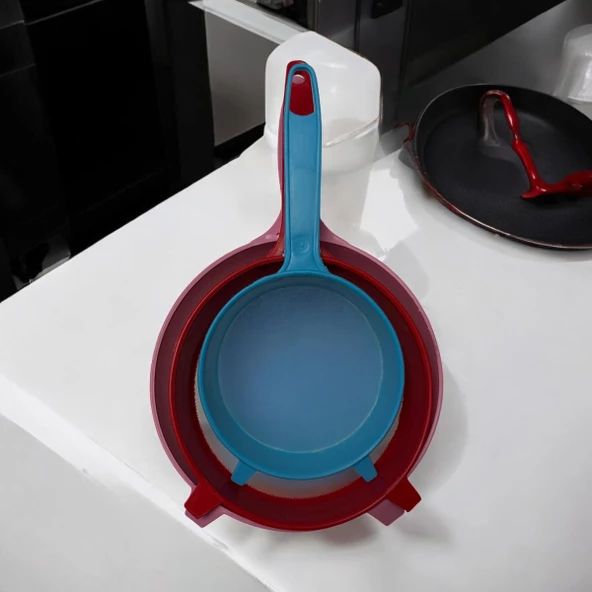 3 lü Plastik Un ve Süt Süzgeci, Katı ve Sıvı Gıdalar İçin Süzgeç Seti - 3