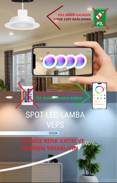Spot GÖVME LED Lamba, Benzersiz Çok Renkli , Bluetooth, Echo ''Alexa'' Özellikli. 95-110 Mm
