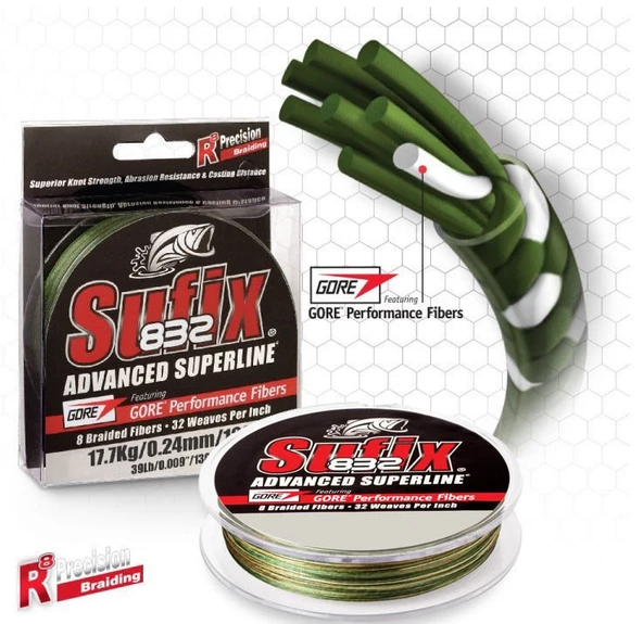 Sufix 832 Advanced 0.20 mm 120m Camo 8 Kat İp Misina 13.5kg Çeker