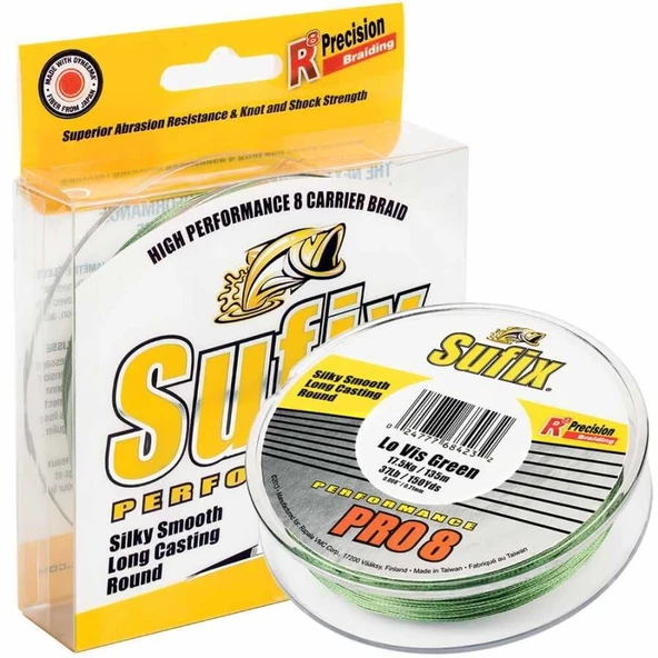 Sufix Performance Pro8 0.10 mm 275m Lov-Vis Green 8 Kat İp Misina  6.5kg Çeker