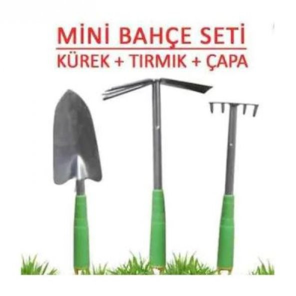 3lü Bahçe Seti Tırmık Çapa Kürek Mini Bahçe Seti ÜCRETSİZ KARGO