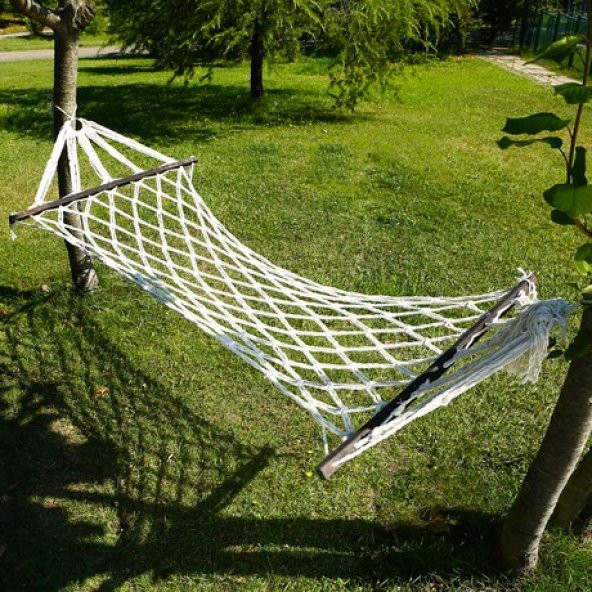 Makrome Salıncak Hamak El Örmesi Çift Katlı Tek Kişilik %100 Pamuk En 95cm Boy 2mt Taşıma Kp 150kg 5 mt Bağlama ipli