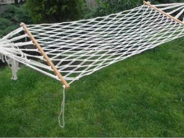 Makrome Salıncak Hamak El Örmesi Çift Katlı Tek Kişilik %100 Pamuk En 95cm Boy 2mt Taşıma Kp 150kg 5 mt Bağlama ipli - 2