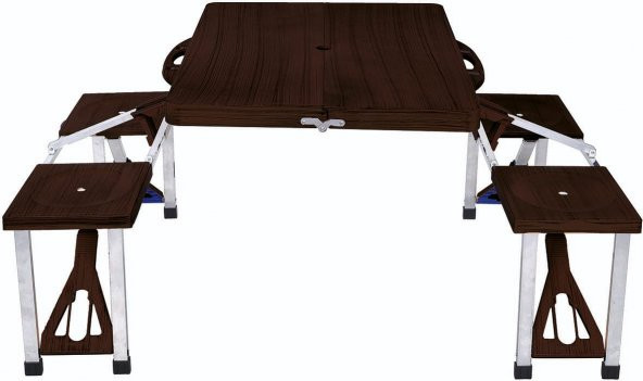 PRATİK ÇANTALI PİKNİK MASASI KAMP MASA 4 KİŞİLİK AHŞAP GÖRÜNÜM - 4