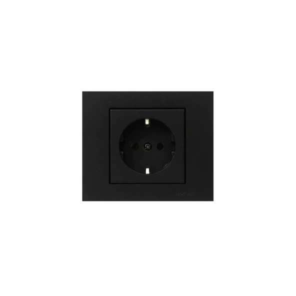 5 Adet Ovivo Grano Siyah Topraklı Priz 5'li Çerçeve Dahil - Resim 2