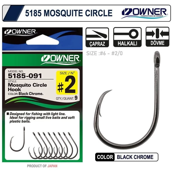 Owner 5185 Mosquito Circle No:6 Black Chrome Sinek İğne 10 Adet