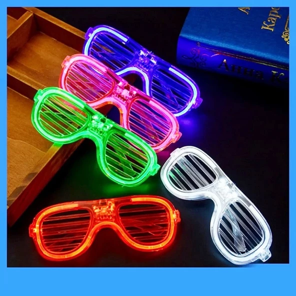 LED IŞIKLI GÖZLÜK IŞIKLI YILBAŞI PARTİ GÖZLÜĞÜ 5 Lİ SET MAVİ KIRMIZI PEMBE YEŞİL BEYAZ LED IŞIKLI