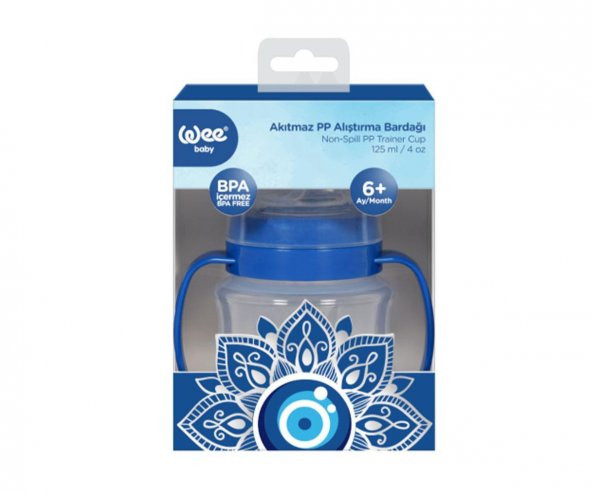 Wee Baby 6+ Ay Akıtmaz Kulplu PP Bardak 125 ml - Nazar Boncuğu - 2