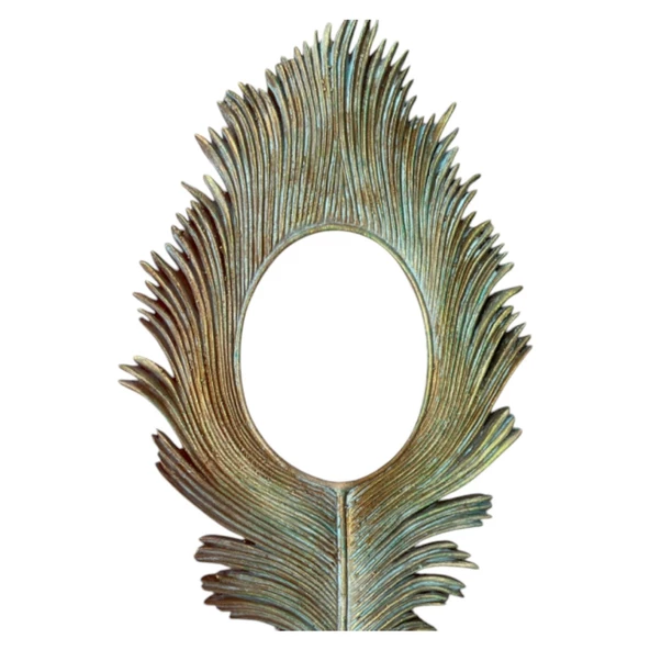 Mayurasana - Tavuskuşu Tüyü Desenli Çerçeve - Tüy Çerçeve Ayna - 3