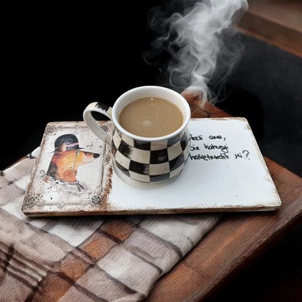 Patili Dostlarımız Kahve & Çay Sunumluğu - Ahşap Sunumluk - 4