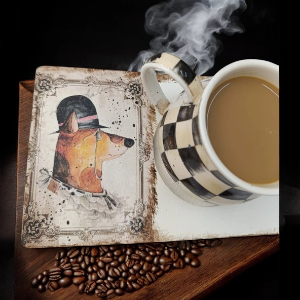 Patili Dostlarımız Kahve & Çay Sunumluğu - Ahşap Sunumluk - 3