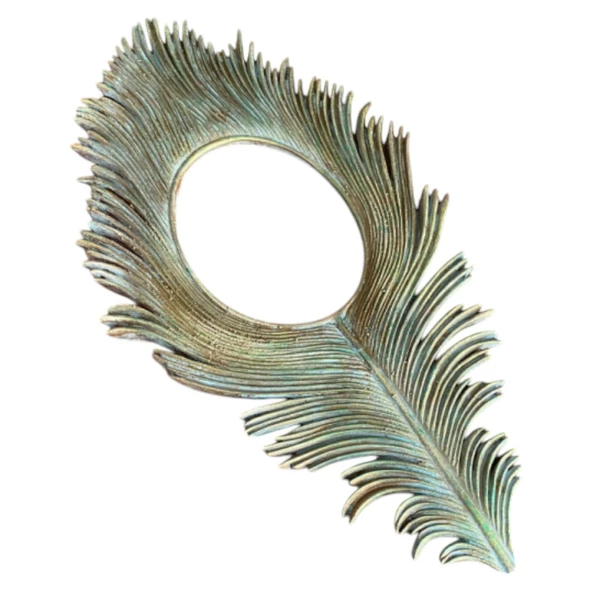 Mayurasana - Tavuskuşu Tüyü Desenli Çerçeve - Tüy Çerçeve Ayna - 4