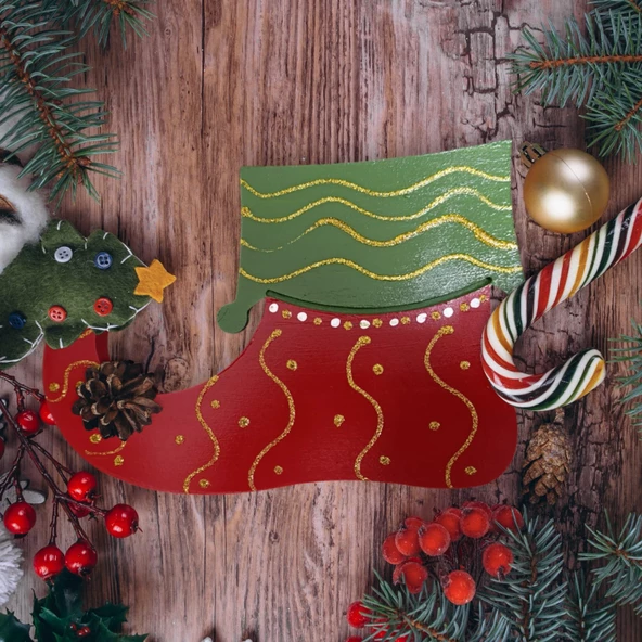 Elf Noel Ayakkabısı Şeklinde Sunumluk - Yılbaşı, Noel, Özel Etkinlik, Sunumluk - Resim 3