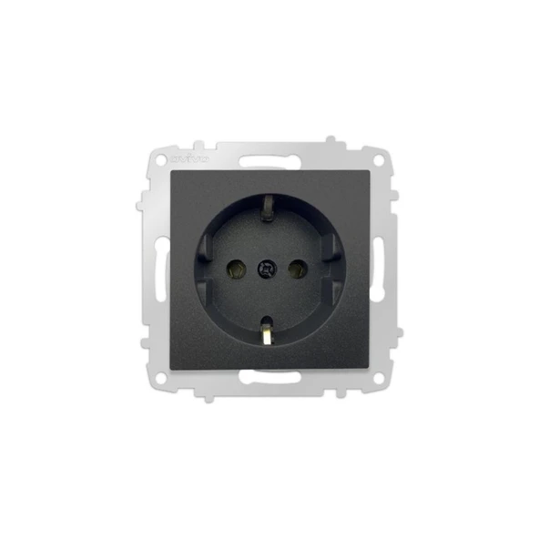 20 Adet Grano Metalik Siyah Topraklı Priz Çerçevesiz Paket/set ürün görseli 1