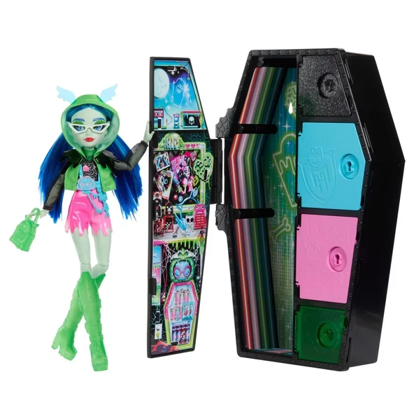 Orjinal Monster High Bebekleri Gizemli Arkadaşlar Neon Monster High Seri 3 Bebekleri Ghoulia ürün görseli