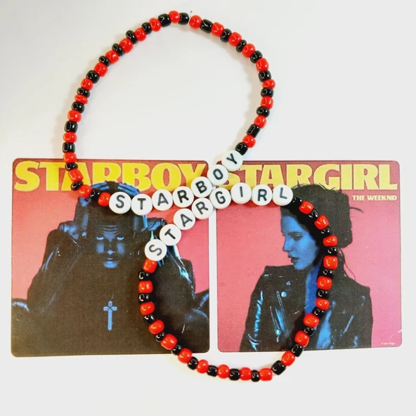 Starboy Stargirl Siyah Kırmızı Boncuklu Çift Sevgili Bileklik Seti Yıldızların Tutkusu - 3