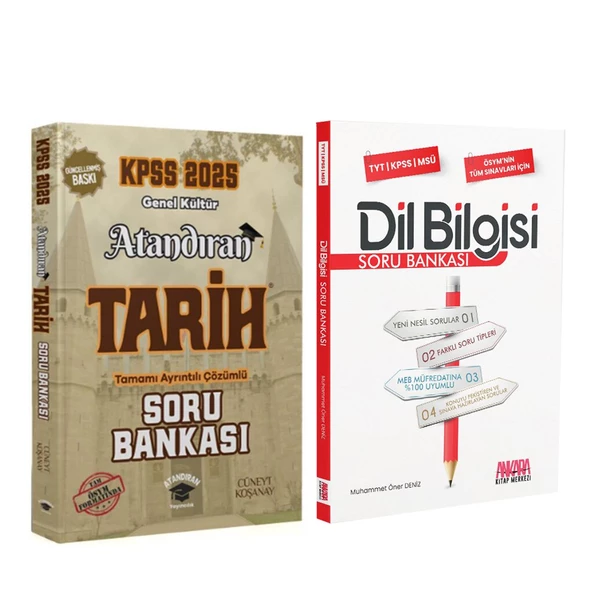 Atandıran KPSS Tarih ve AKM Dil Bilgisi Soru Bankası Seti 2 Kitap