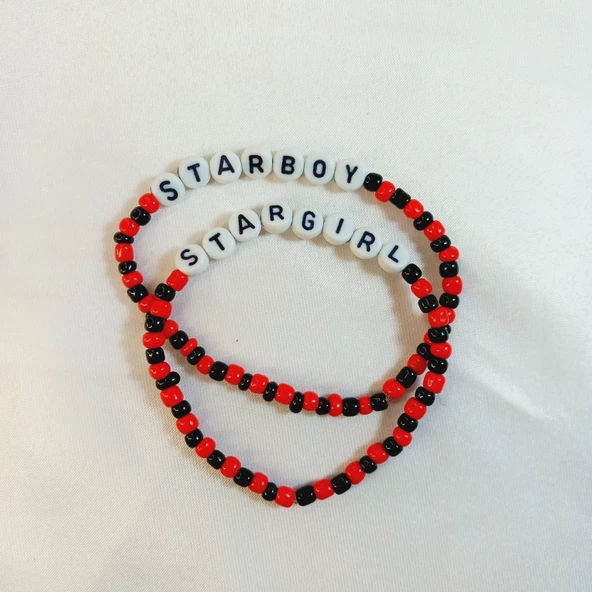 Starboy Stargirl Siyah Kırmızı Boncuklu Çift Sevgili Bileklik Seti Yıldızların Tutkusu - 4