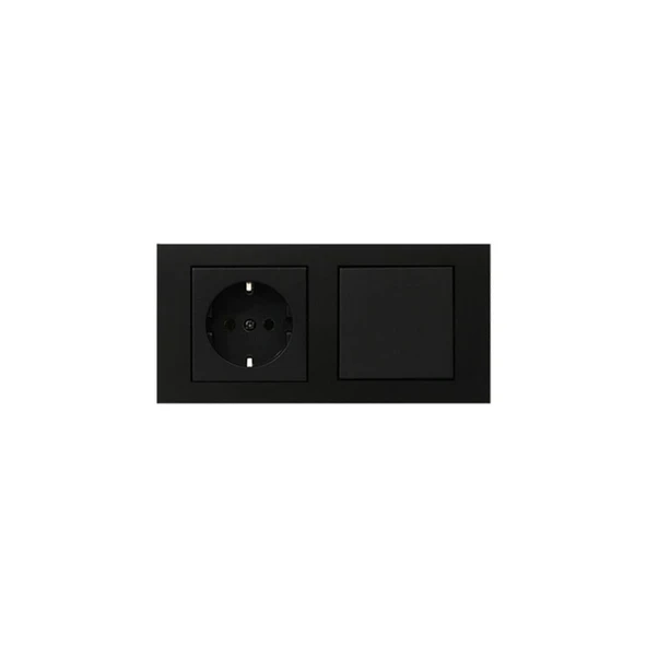 Grano Siyah Anahtar Topraklı Priz Set Siyah ürün görseli 1