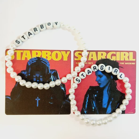 Starboy Stargirl Harf Figürlü İnci Boncuklu Aşk Özlem Sonsuzluk Çift Sevgili Bileklik Seti