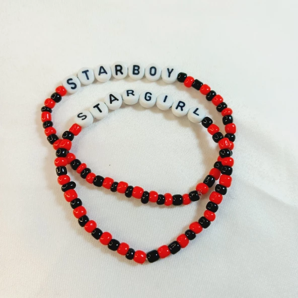 Starboy Stargirl Siyah Kırmızı Boncuklu Çift Sevgili Bileklik Seti Yıldızların Tutkusu - 2