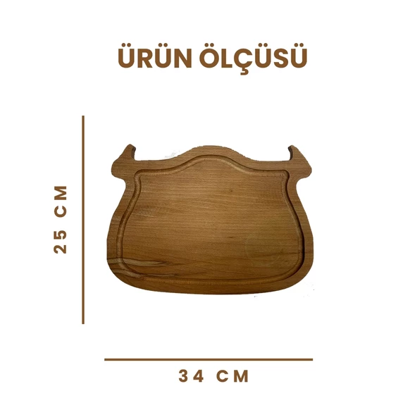 KAYIN AĞACI 3 cm Kalınlığında Boğa Tasarımlı Steak Tahtası - 4