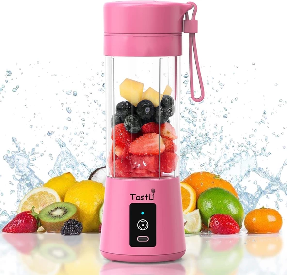 Portatif Taşınabilir El Blender 380 Ml Usb Şarjlı Pembe (4549)