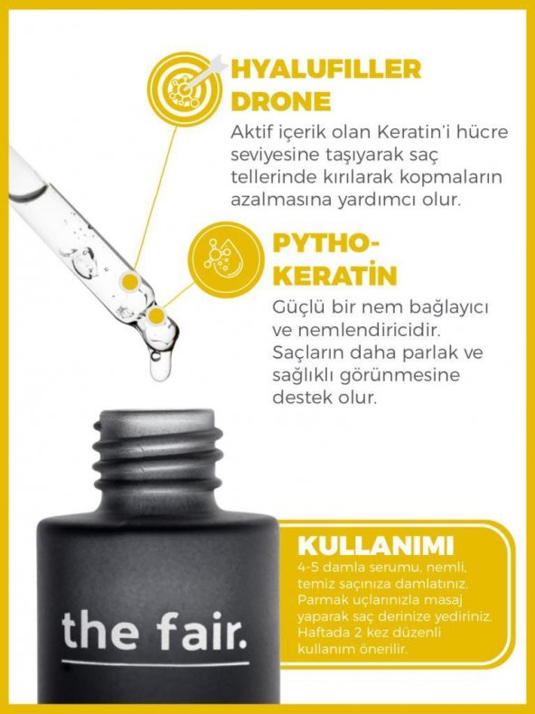 The Fair. Drone-Targeted Keratin Kırılma Karşıtı Vegan Saç Serum 1 Hyalufiller Drone + Keratin 50 Ml - 2