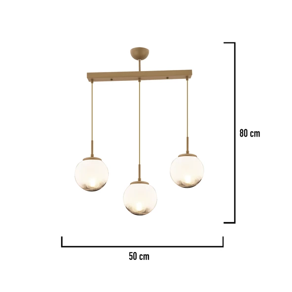 Apliqa Mirsad 3Lü Sıralı Eskitme Tekli Retro Modern Sarkıt Avize - Resim 3