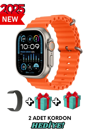 General Mobile GM 22 Uyumlu Akıllı Saat Watch ULTRA2 49MM Kordon Hediyeli - Son Versiyon