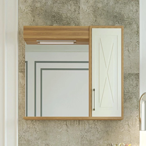 Denko Tokyo 85 cm MDF Ud Banyo Dolabı Aynalı Üst Modül