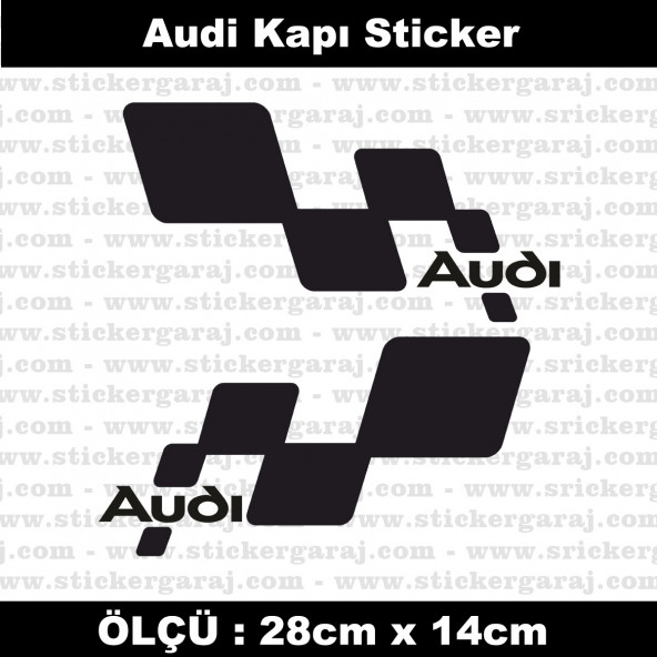 Audi sticker yan kapı şerit tuning model set etiket 2li siyah ürün görseli