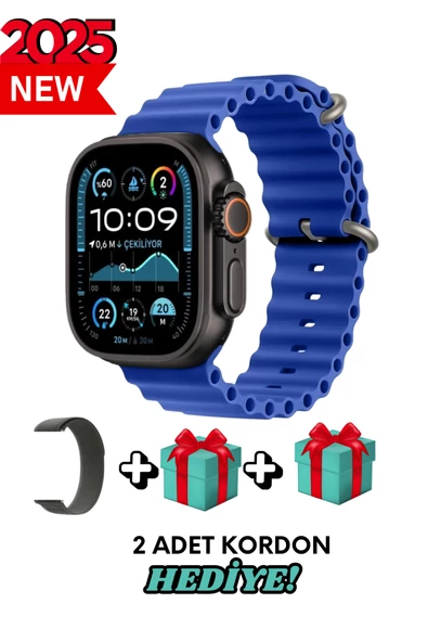 Samsung Galaxy Note 20 Ultra Uyumlu Akıllı Saat Watch ULTRA2 49MM Kordon Hediyeli - Son Versiyon