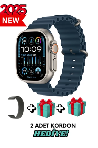 Apple iPhone 11 Pro Max Uyumlu Akıllı Saat Watch ULTRA2 49MM Kordon Hediyeli - Son Versiyon
