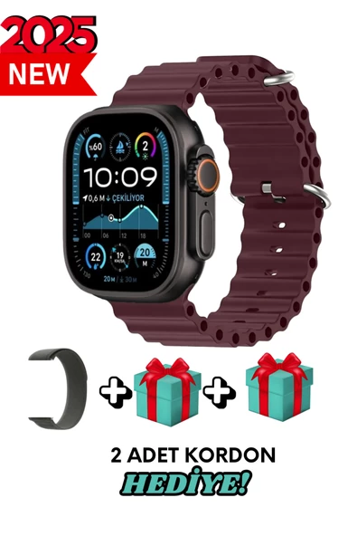 Apple iPhone 8 Plus Uyumlu Akıllı Saat Watch ULTRA2 49MM Kordon Hediyeli - Son Versiyon