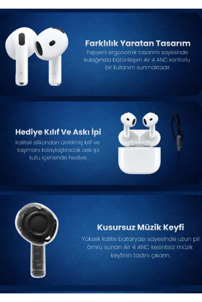 Oppo A91 Uyumlu 4 Nesil Airpds Bluetooth Kulak İçi Kulaklık Kılıf Hediyeli - Resim 4
