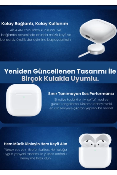 Oppo A53 Uyumlu 4 Nesil Airpds Bluetooth Kulak İçi Kulaklık Kılıf Hediyeli - Resim 5