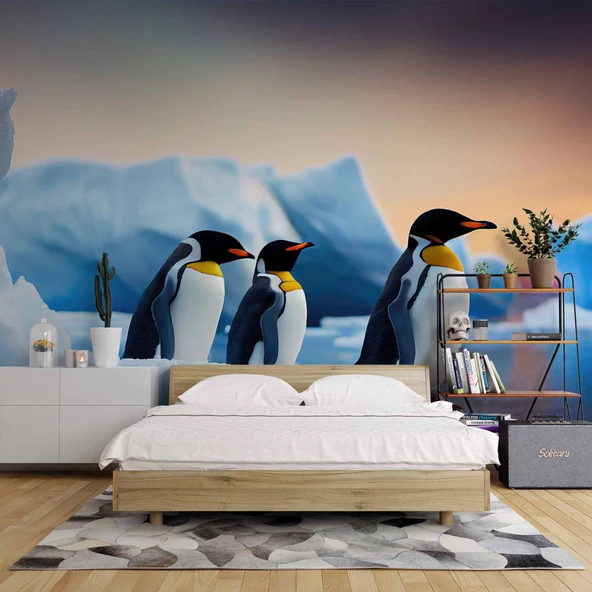 Kutuplar ve Penguen Manzaralı Duvar Kağıdı - Resim 2