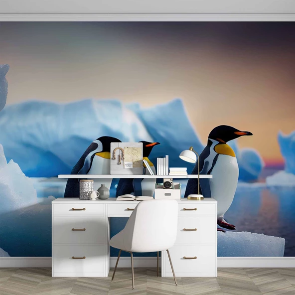 Kutuplar ve Penguen Manzaralı Duvar Kağıdı - Resim 4