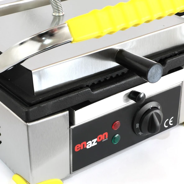 Ev Tipi 8 Dilim Elektrikli Saf Döküm Tost Makinesi  Saf  Döküm 30x23 - İnoks Sarı - Resim 3