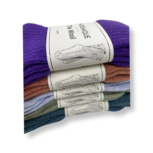Endémique Studio The Wool Plain Lilac-Kadın Çorap - 9