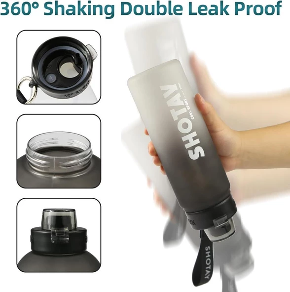 Shotay Su Matarası Policarbon Gri 950Ml - Resim 3