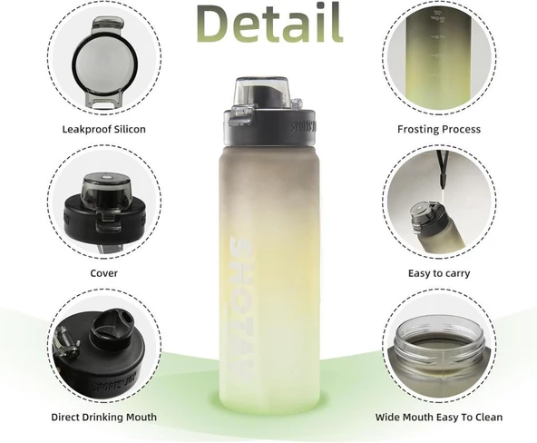 Shotay Su Matarası Policarbon Yeşil 950Ml - Resim 3