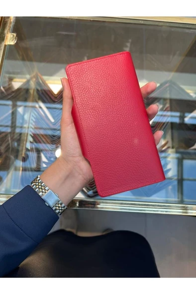 Grande Hakiki Deri Unısex Cüzdan Kırmızı 2644 - Resim 3